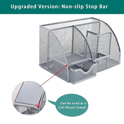 Office Desk Pen Holder & Accessories Organizer, Metal Mesh Desk Organizers and Storage