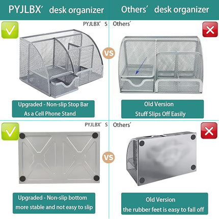 Office Desk Pen Holder & Accessories Organizer, Metal Mesh Desk Organizers and Storage