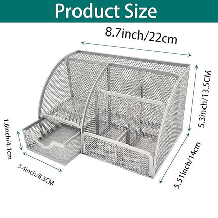 Office Desk Pen Holder & Accessories Organizer, Metal Mesh Desk Organizers and Storage