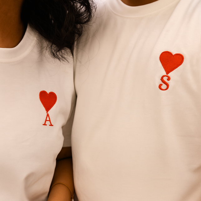 Initial Heart Embroidery T-Shirt