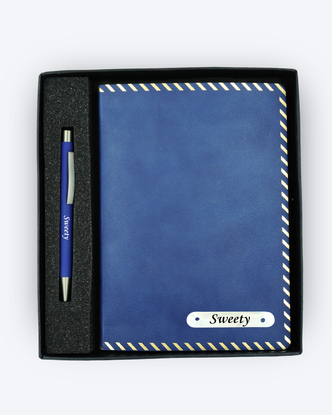 Personalised Golden Dash Notebook & Pen Combo Blue – Abbloo