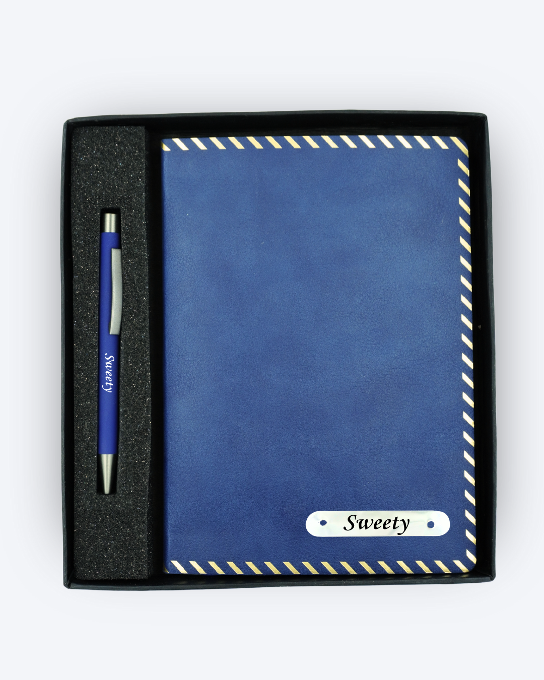 Personalised Golden Dash Notebook & Pen Combo Blue