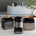 Ceramic Bathroom Accessories Set of 4, Modern Bath Set with Liquid handwash Soap Dispenser and Toothbrush Holder, Luxury Gift Accessory for Home