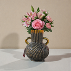 Polystone Flower Vase, Matki shape, Ethnic design, Very Smooth Surface