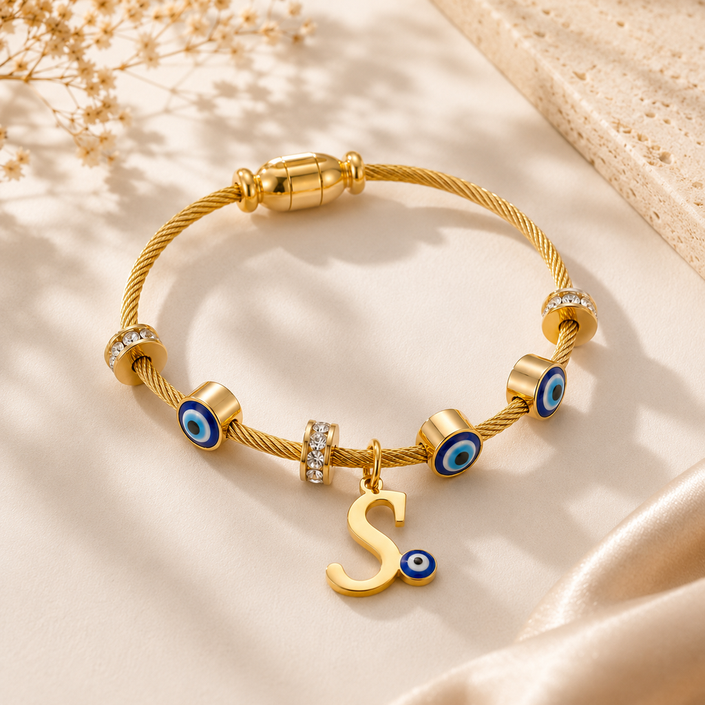 Personalized Evil Eye Initial Bracelet