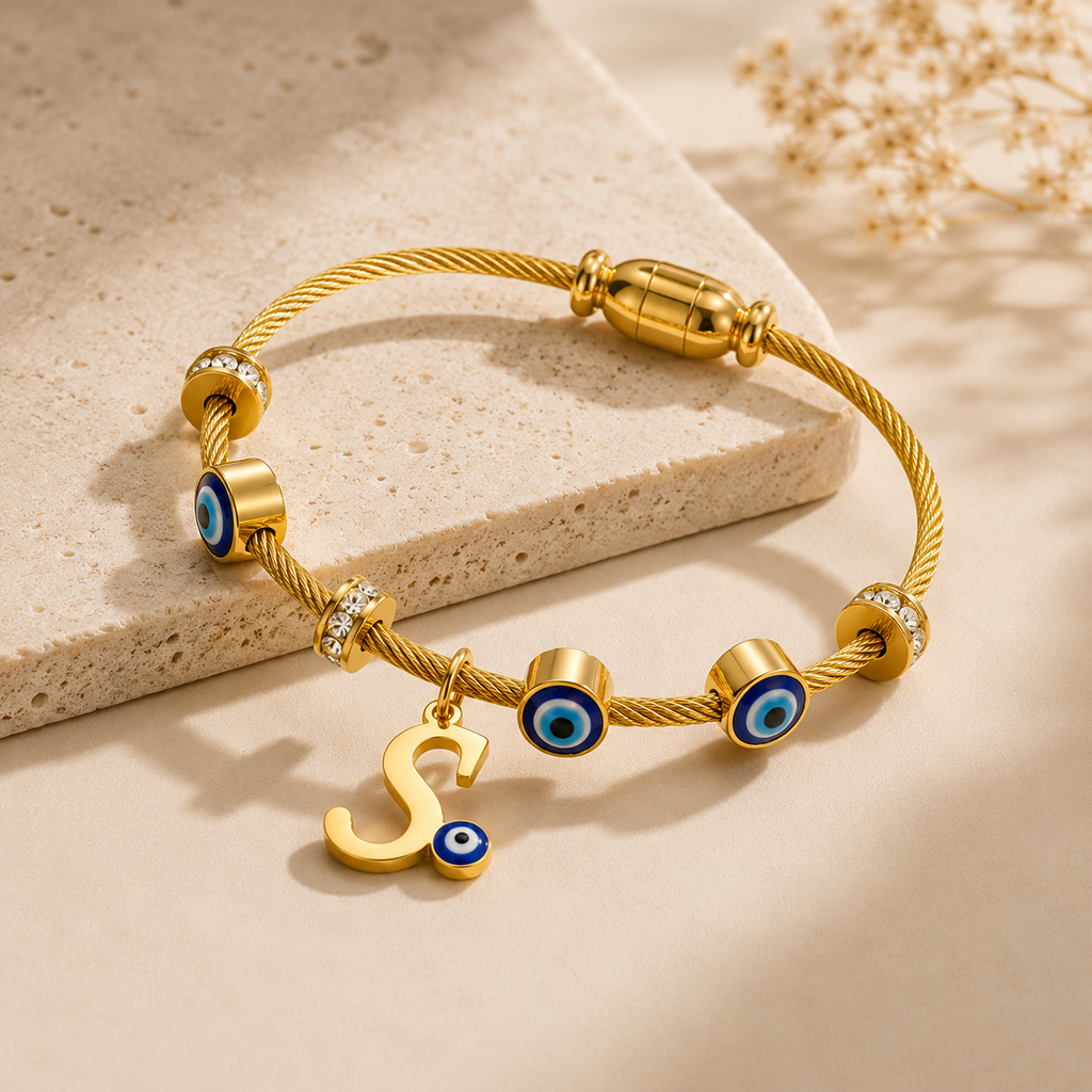 Personalized Evil Eye Initial Bracelet