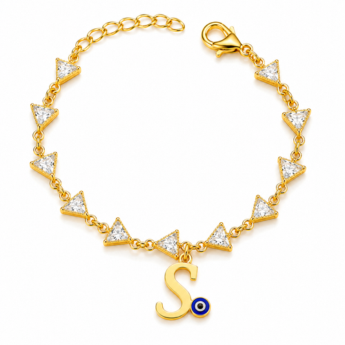 Name Initial Evil Eye AD Bracelet | All Letters Available