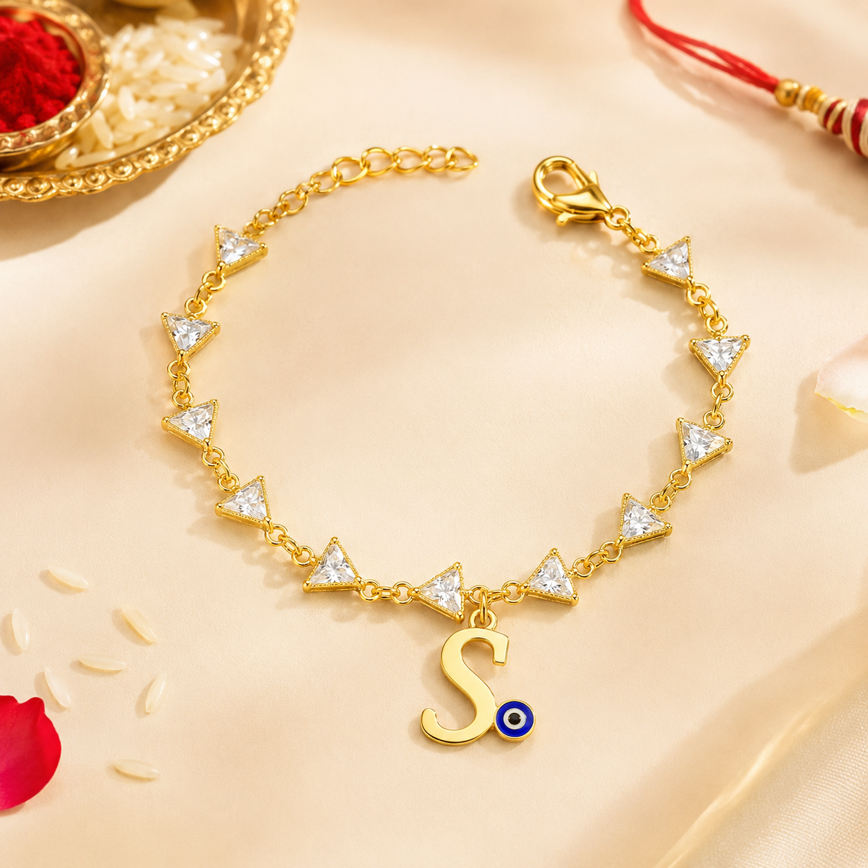 Name Initial Evil Eye AD Bracelet | All Letters Available