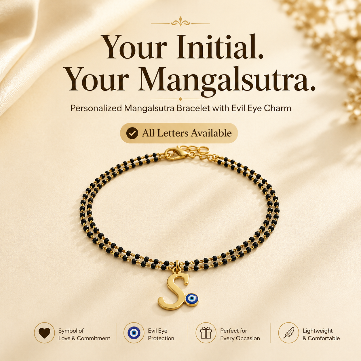 Name Initial Mangalsutra Bracelet