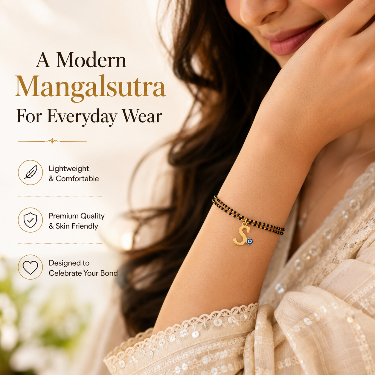 Name Initial Mangalsutra Bracelet