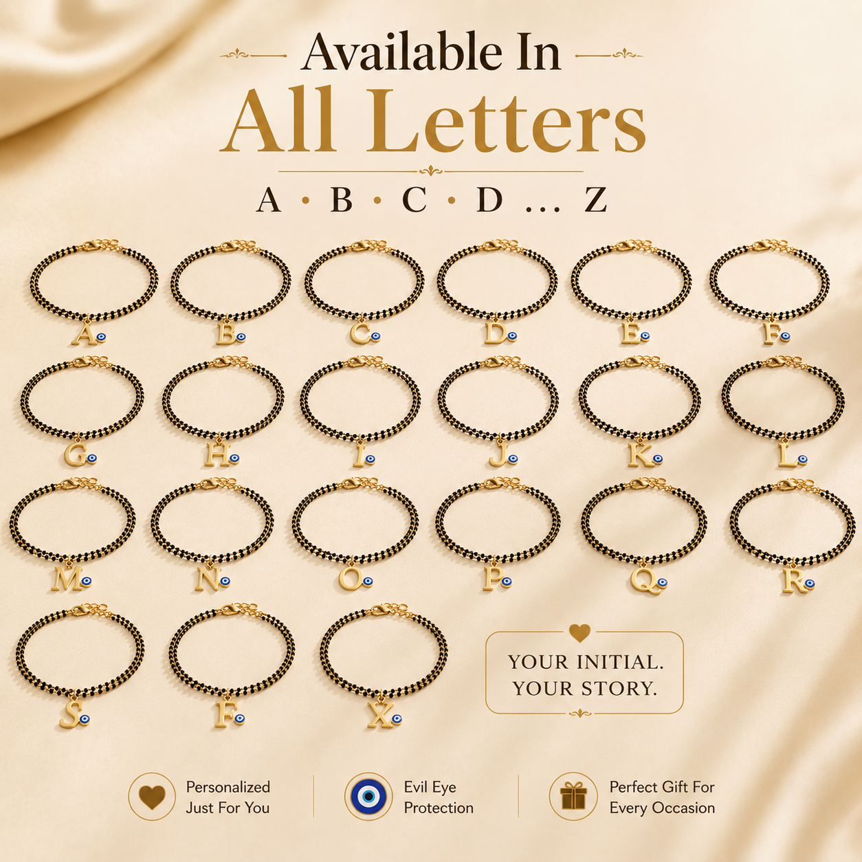 Name Initial Mangalsutra Bracelet