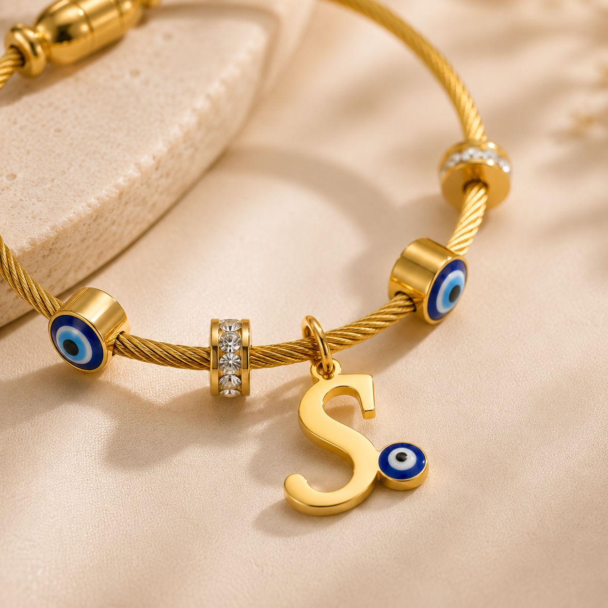 Personalized Evil Eye Initial Bracelet