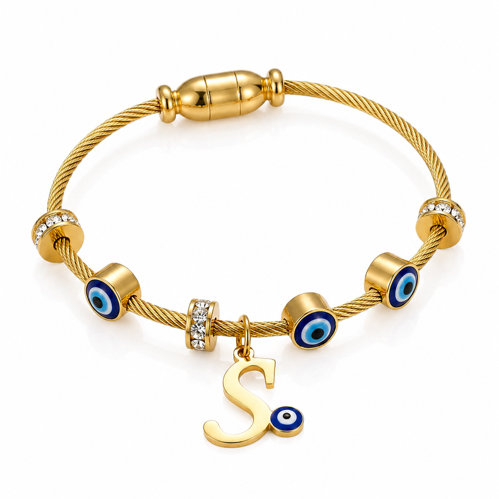 Personalized Evil Eye Initial Bracelet
