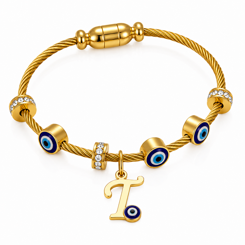 Personalized Evil Eye Initial Bracelet