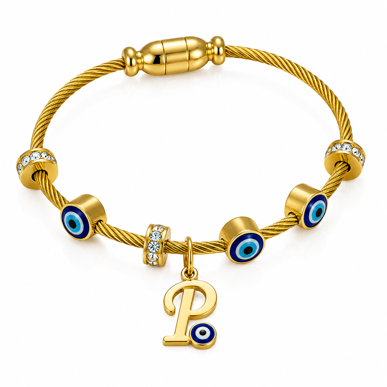 Personalized Evil Eye Initial Bracelet