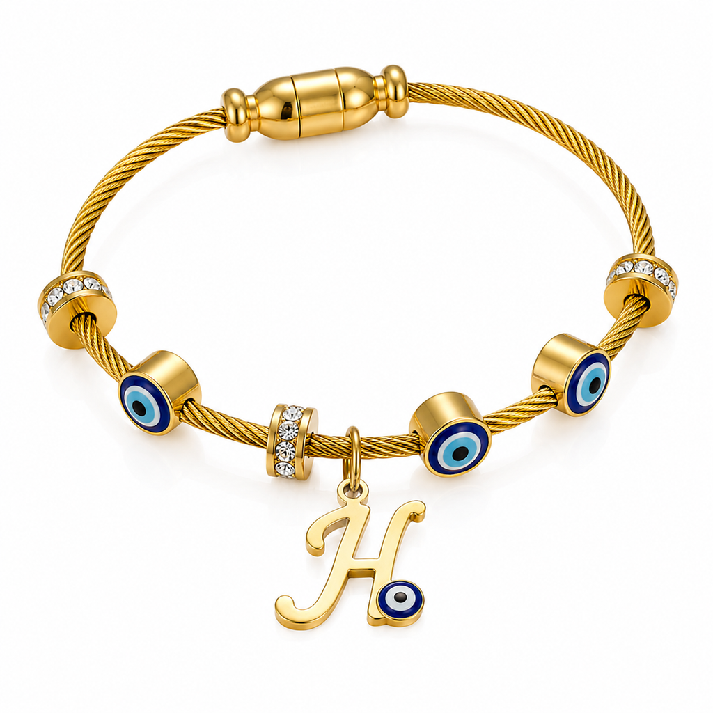 Personalized Evil Eye Initial Bracelet