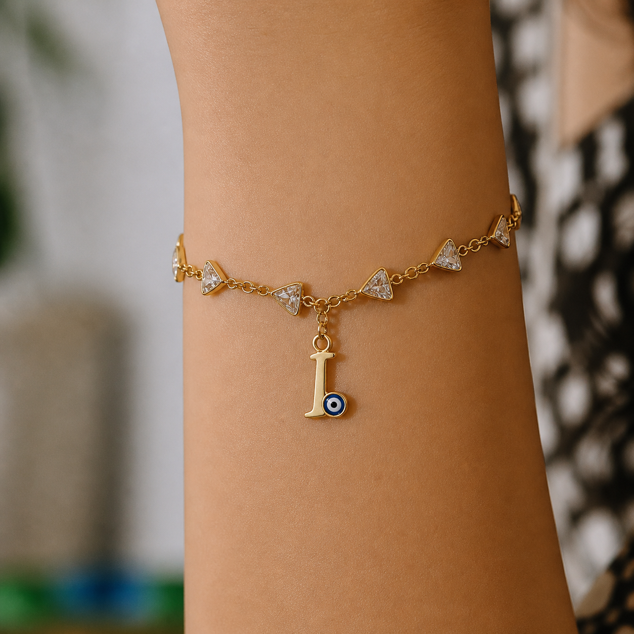 Name Initial Evil Eye AD Bracelet | All Letters Available