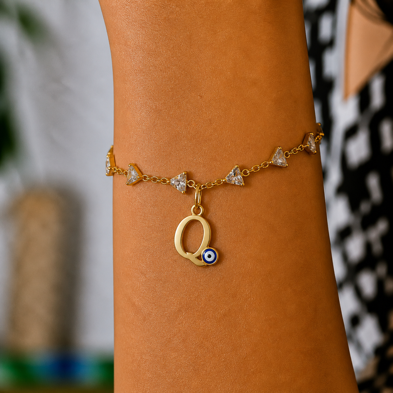 Name Initial Evil Eye AD Bracelet | All Letters Available