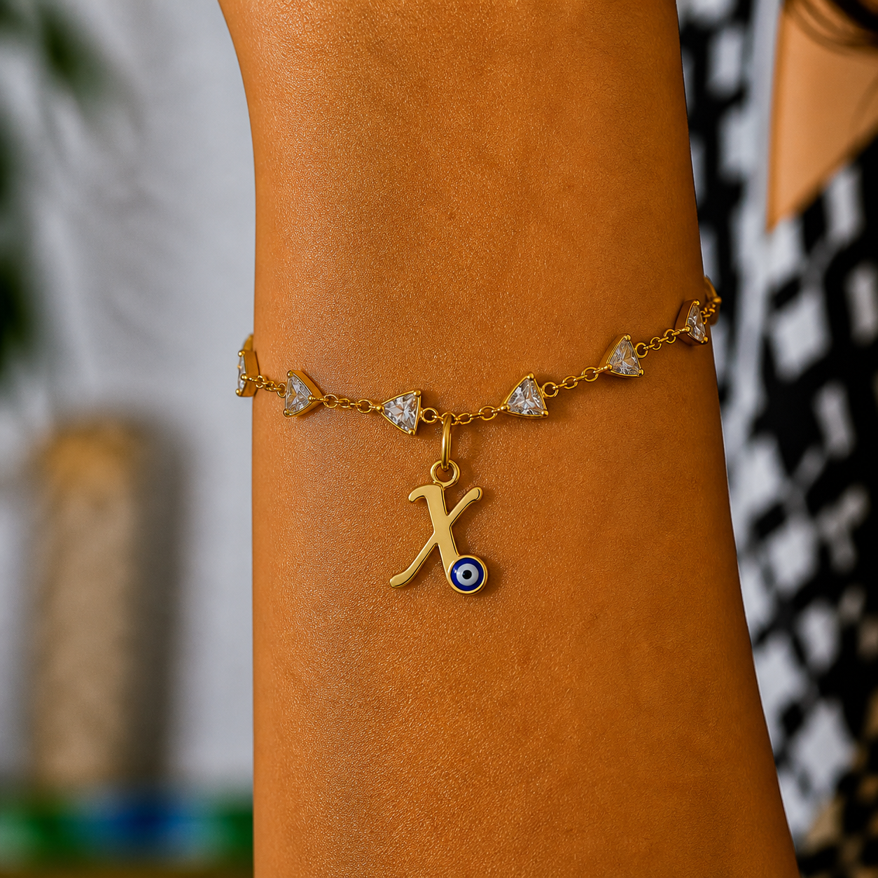 Name Initial Evil Eye AD Bracelet | All Letters Available