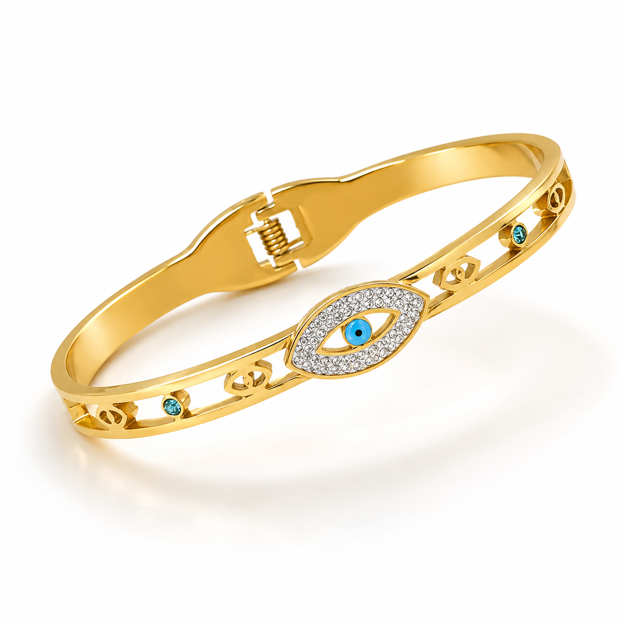 Evil Eye Gold Bangle Bracelet