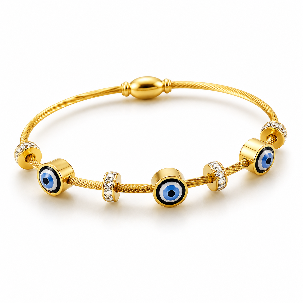 Gold Evil Eye Charm Bracelet