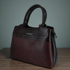 Wrangler Women Red and Black  Coffee Brown Croc-Textured Structured Handheld Bag