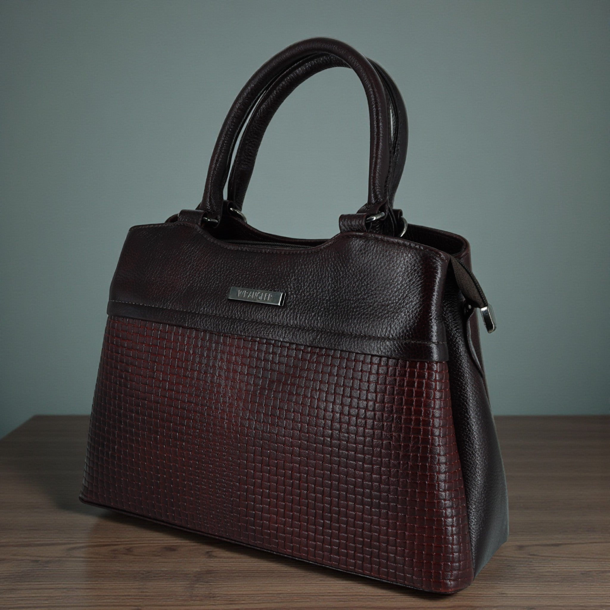 Wrangler Women Red and Black  Coffee Brown Croc-Textured Structured Handheld Bag