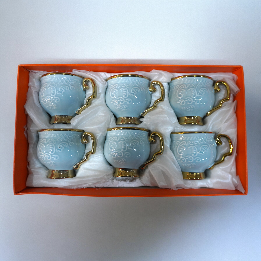 Lemon Tree Ceramic Light Blue 6 Cup Set