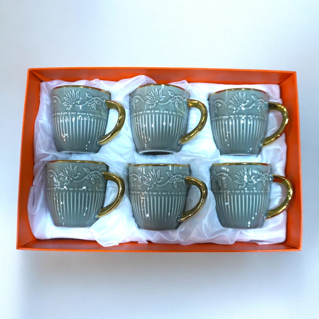 Lemon Tree Ceramic Light Brown  6 Cup Set
