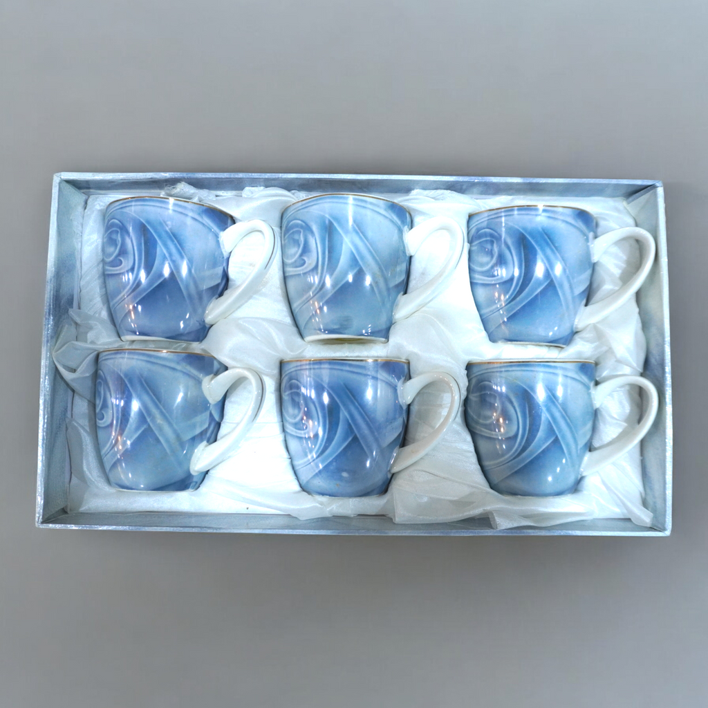 Lemon Tree Ceramic Blue 6 Cup Set