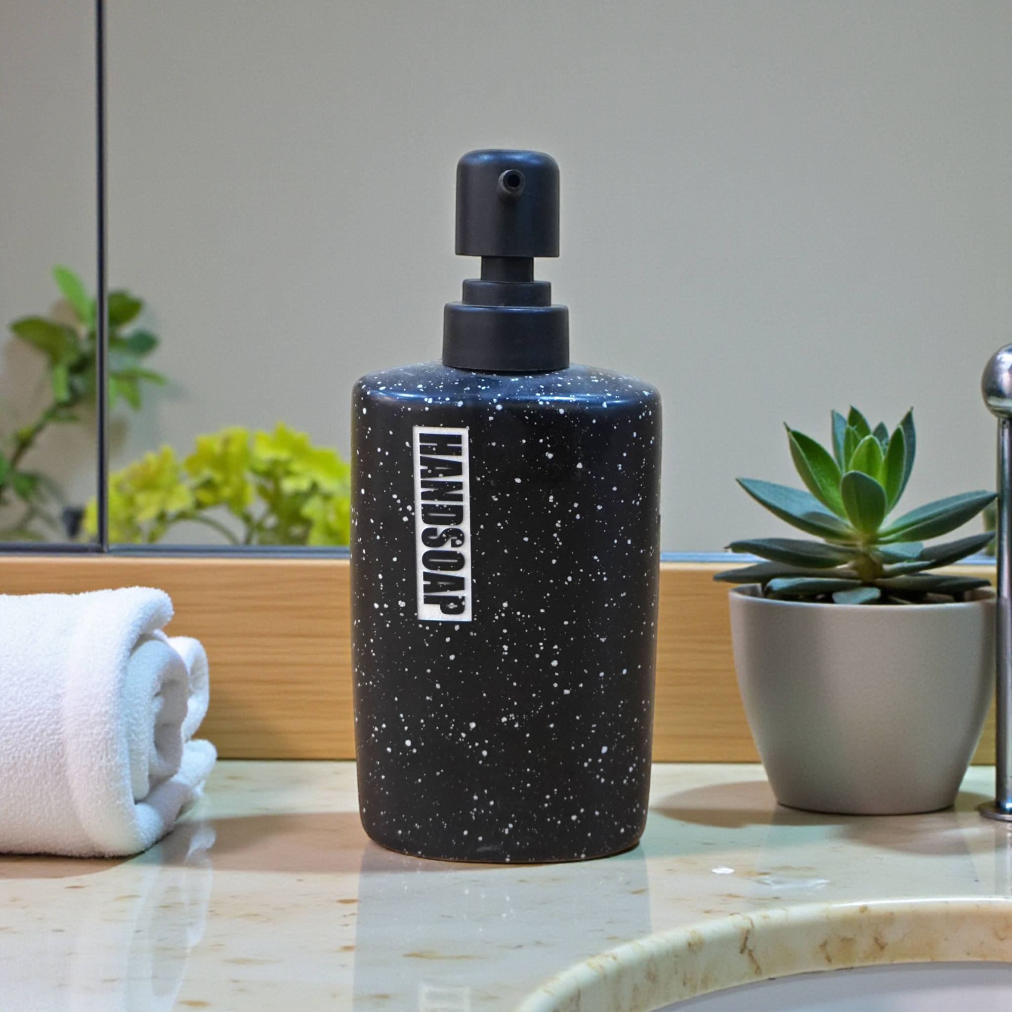 Hand Soap Ceramic Liquid Soap Dispenser (Black)