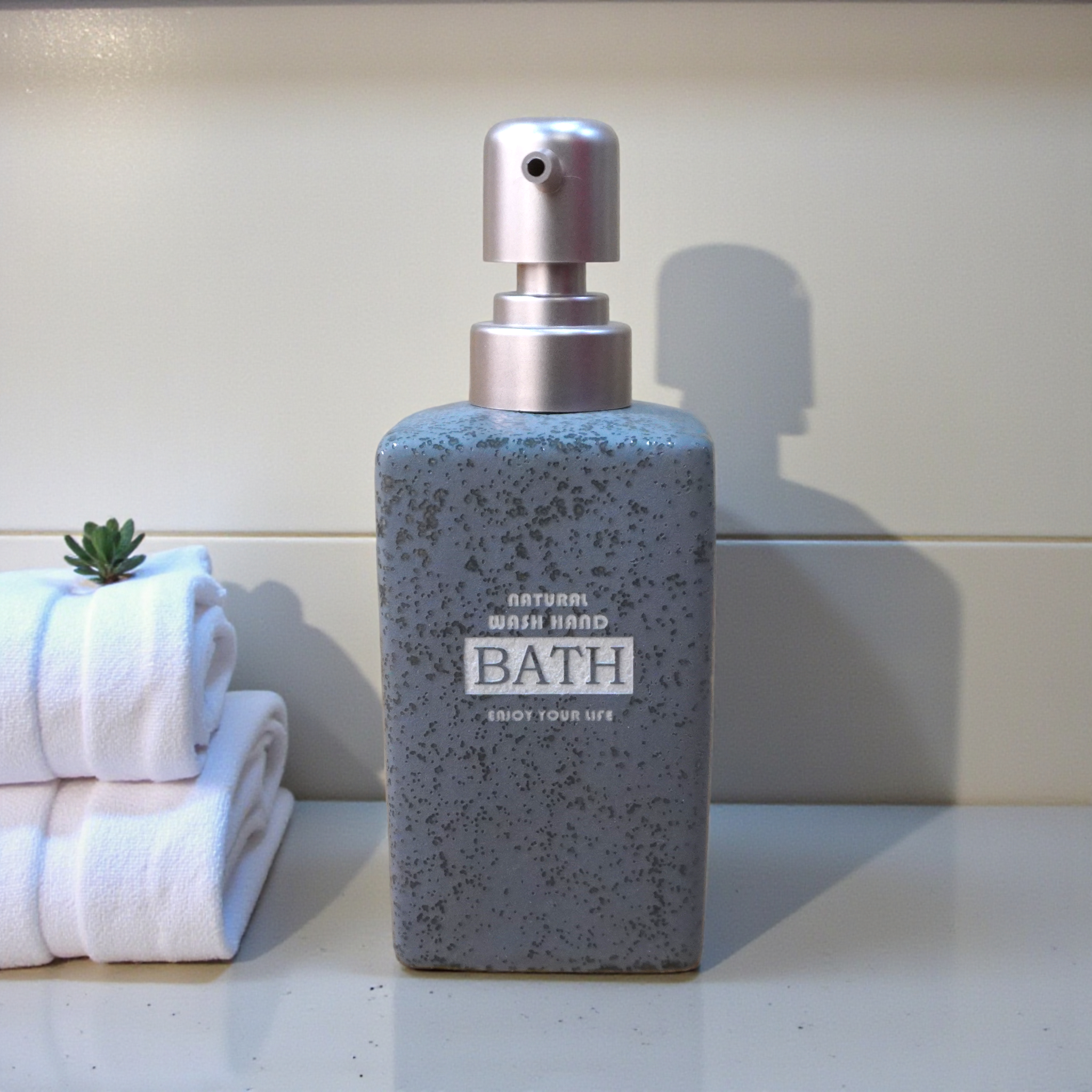 Bath Hand Soap Ceramic Liquid Soap Dispenser (Grey)