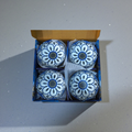 Lemon Tree Ceramic Matt Finish 4 Pc Bowl Set 11.5cm Snacks Nuts Dessert Serving 300ml Floral Print Embossed Design