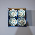 Lemon Tree Ceramic Matt Finish 4 Pc Bowl Set 11.5cm Snacks Nuts Dessert Serving 300ml Floral Print Embossed Design