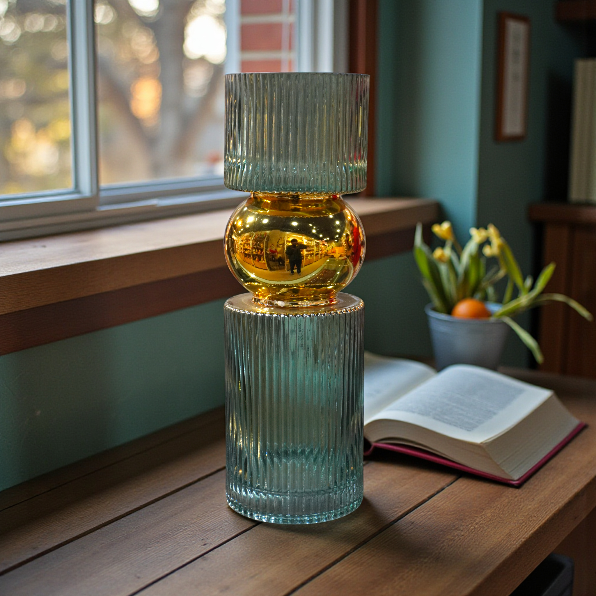 Decorative Green Tall Glass Vase