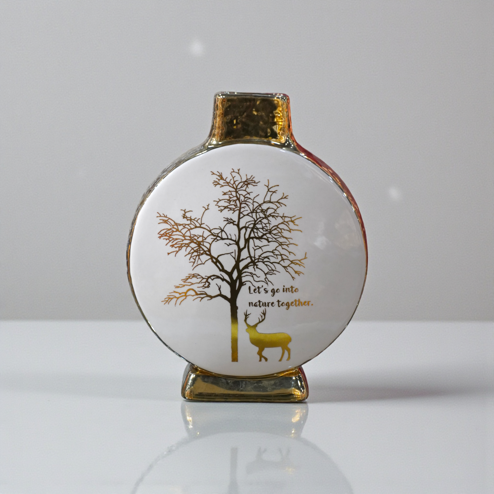 Flower Vase Decorative Exquisite White Golden Ceramic Vase