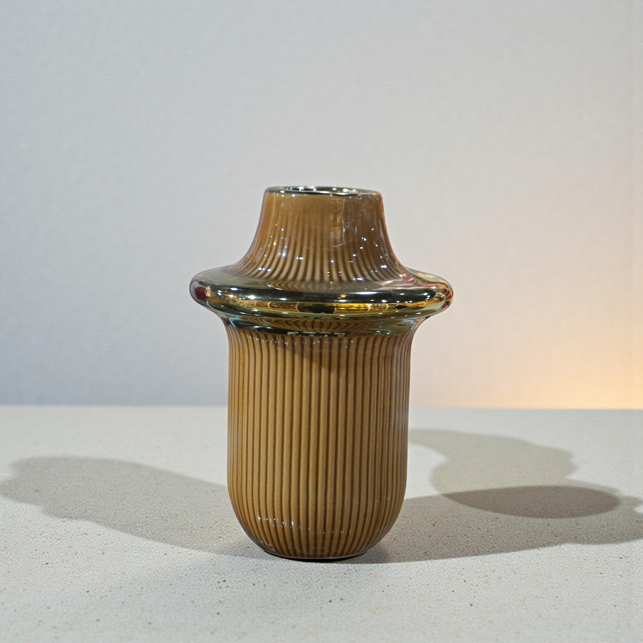 Rib Ring Orange Vase Flower Pot