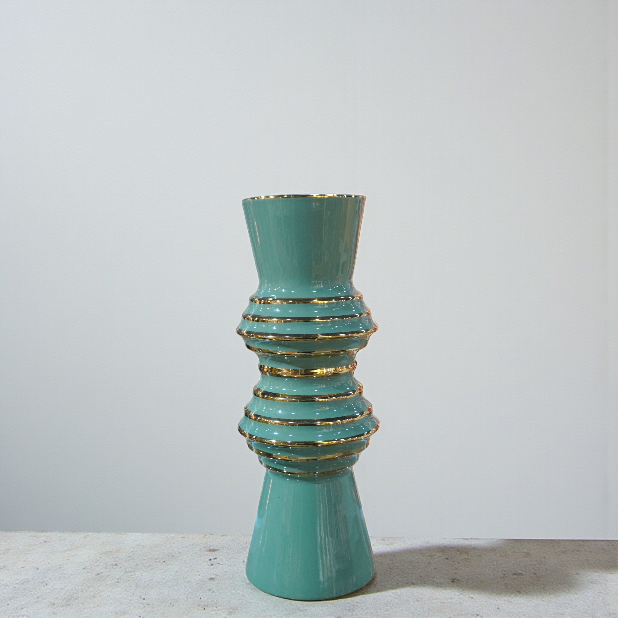 Art Deco Green and Gold Cup flower vase