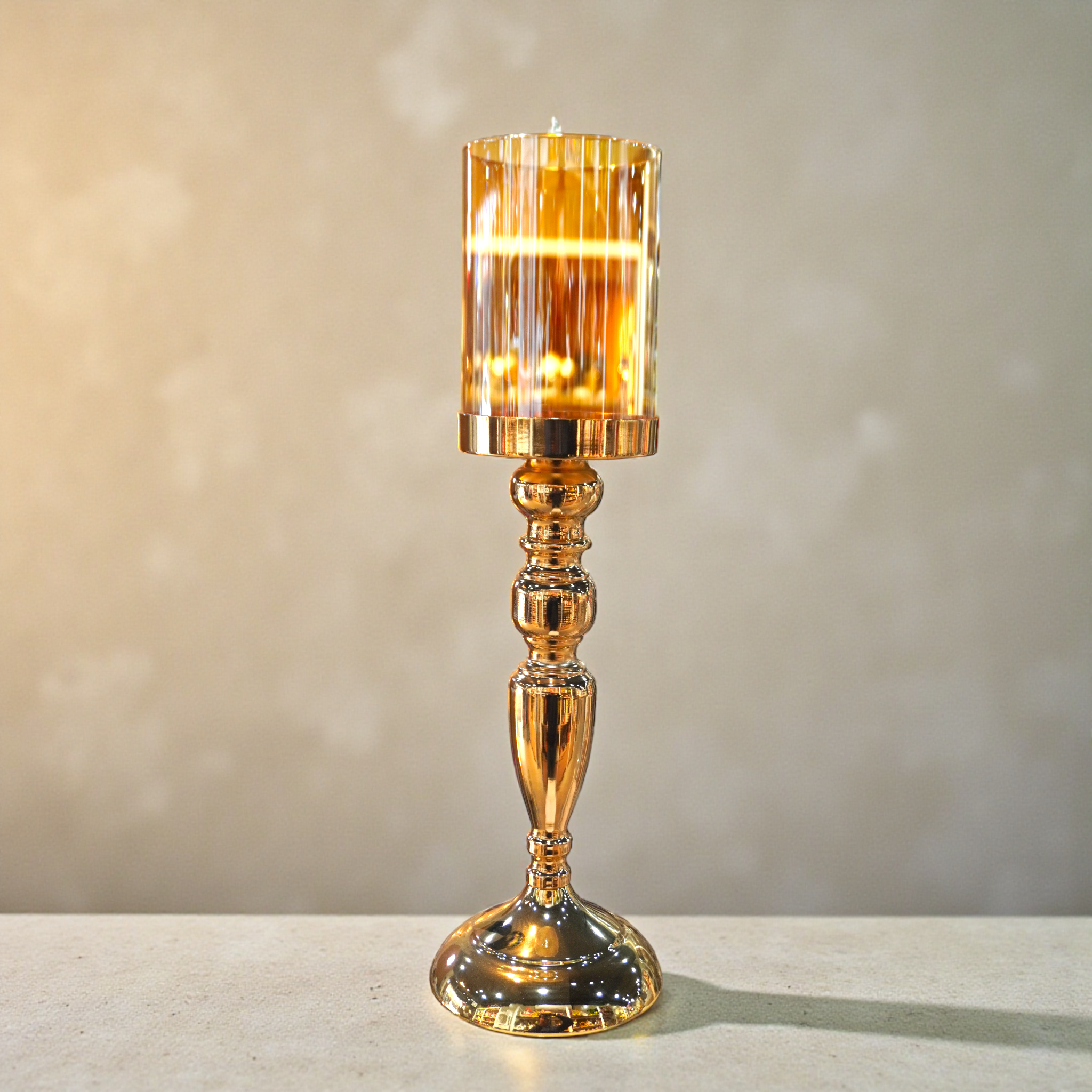 Iron Candle Holder Metal Glass Tealight Candle Stick Decoration Lamp