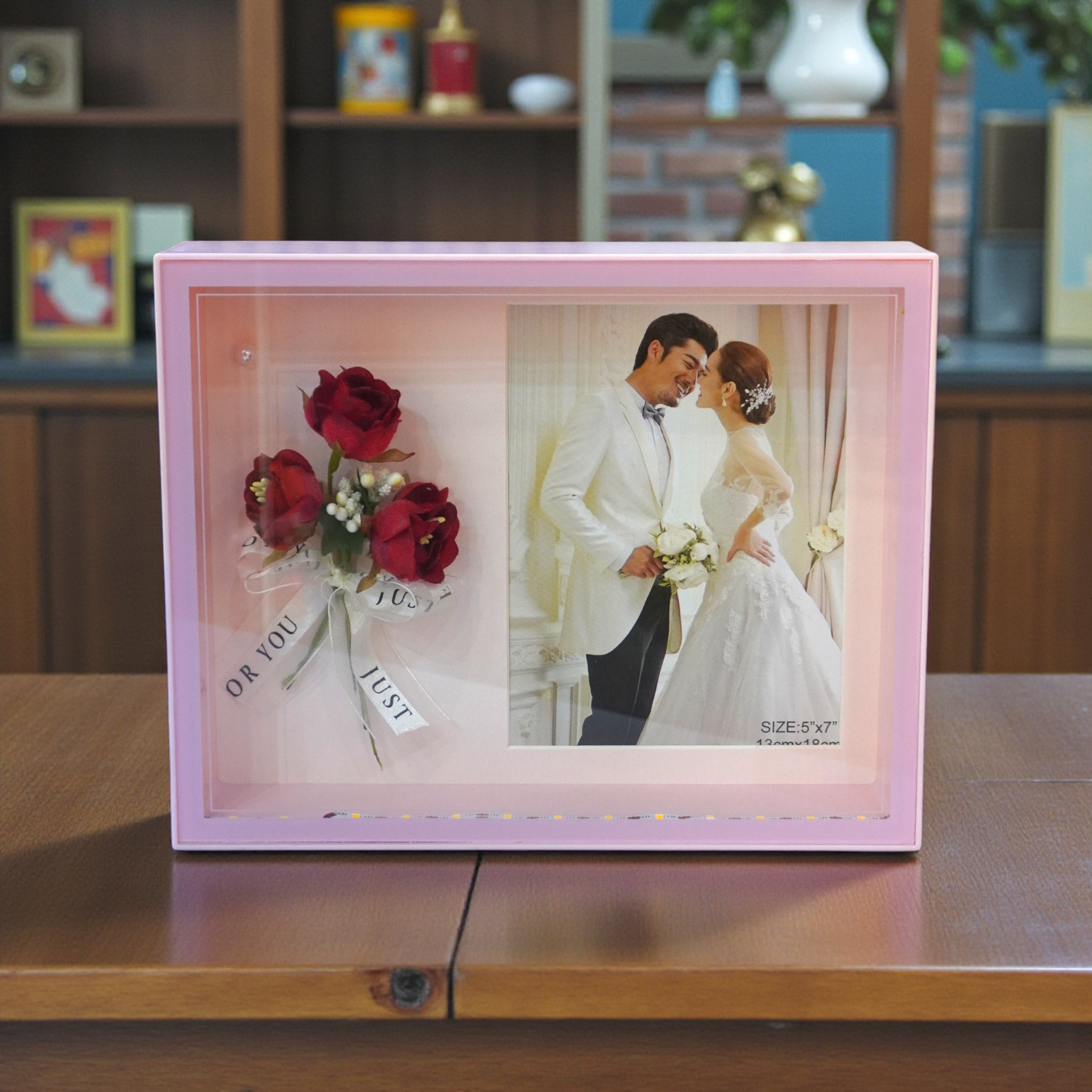 Gifts Byte Dual Photo Frame with LED Light for Couple Wedding or Valentine's Gift