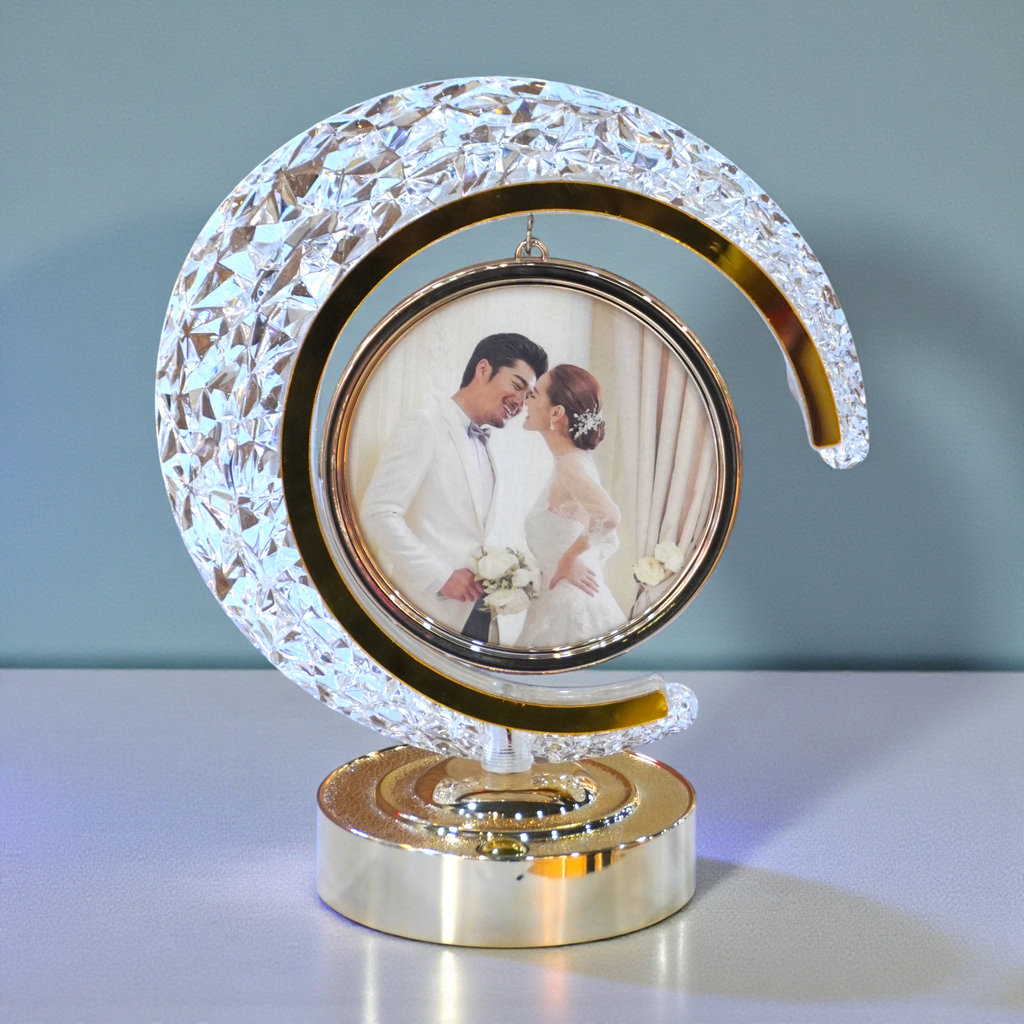 Led Crystal Moon Lamp Photo Frame with 3 colour shades Photo frame