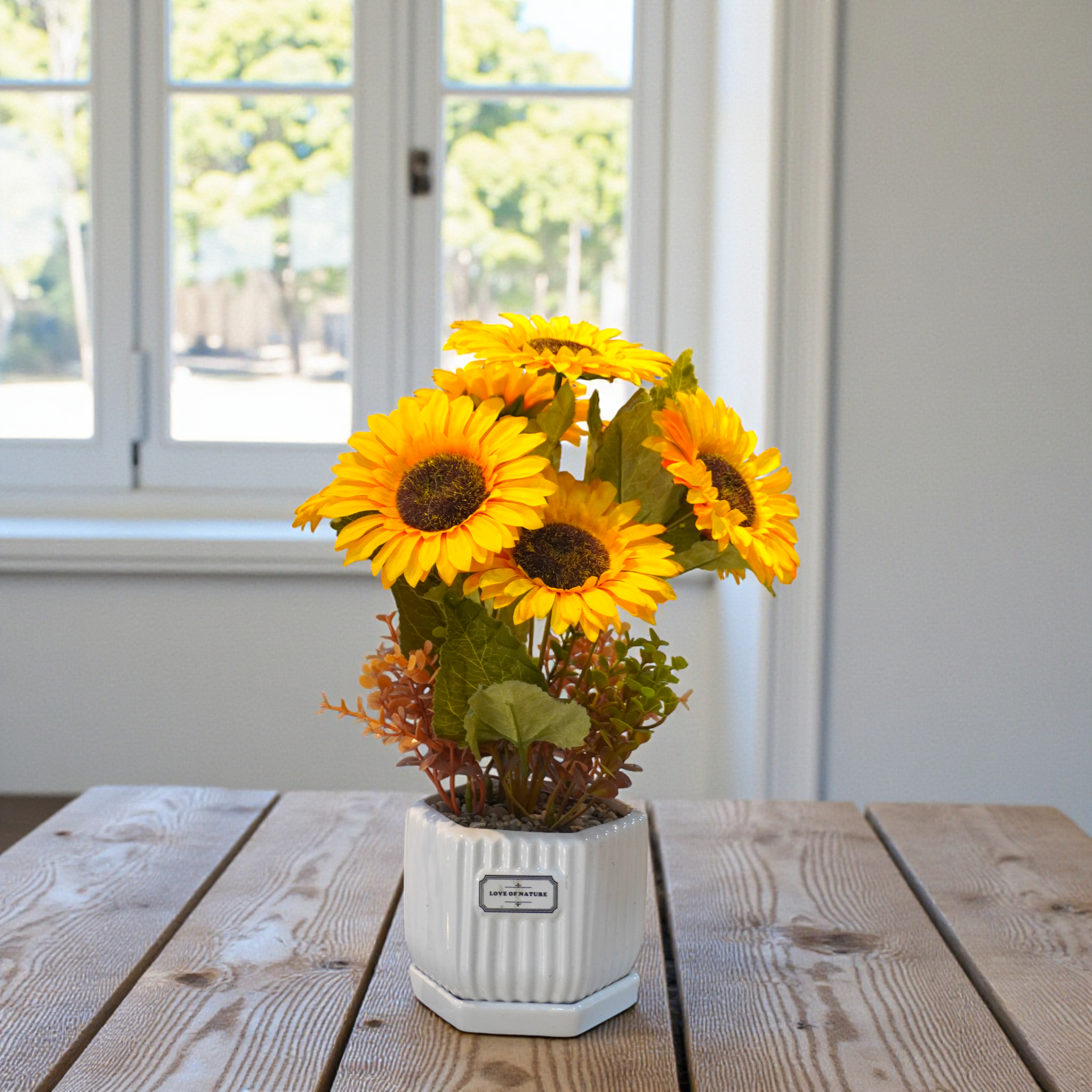 Artificial Sunflowers, Artificial Flowers with Ceramic Pot