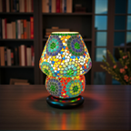 Mosaic Style Dome Shaped Glass Table Lamp Multicolour (Bulb not Included)