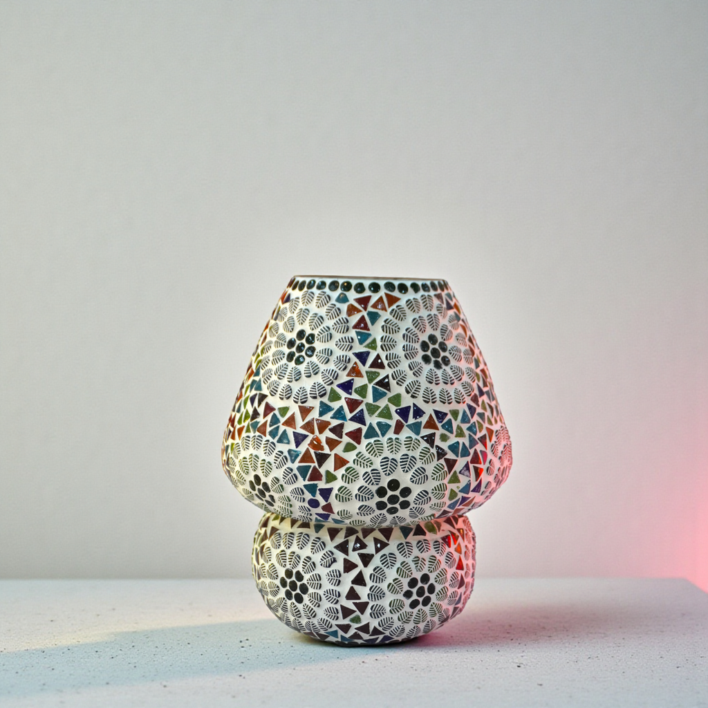 Mosaic Style Dome Shaped Glass Table Lamp Multicolour (Bulb not Included)