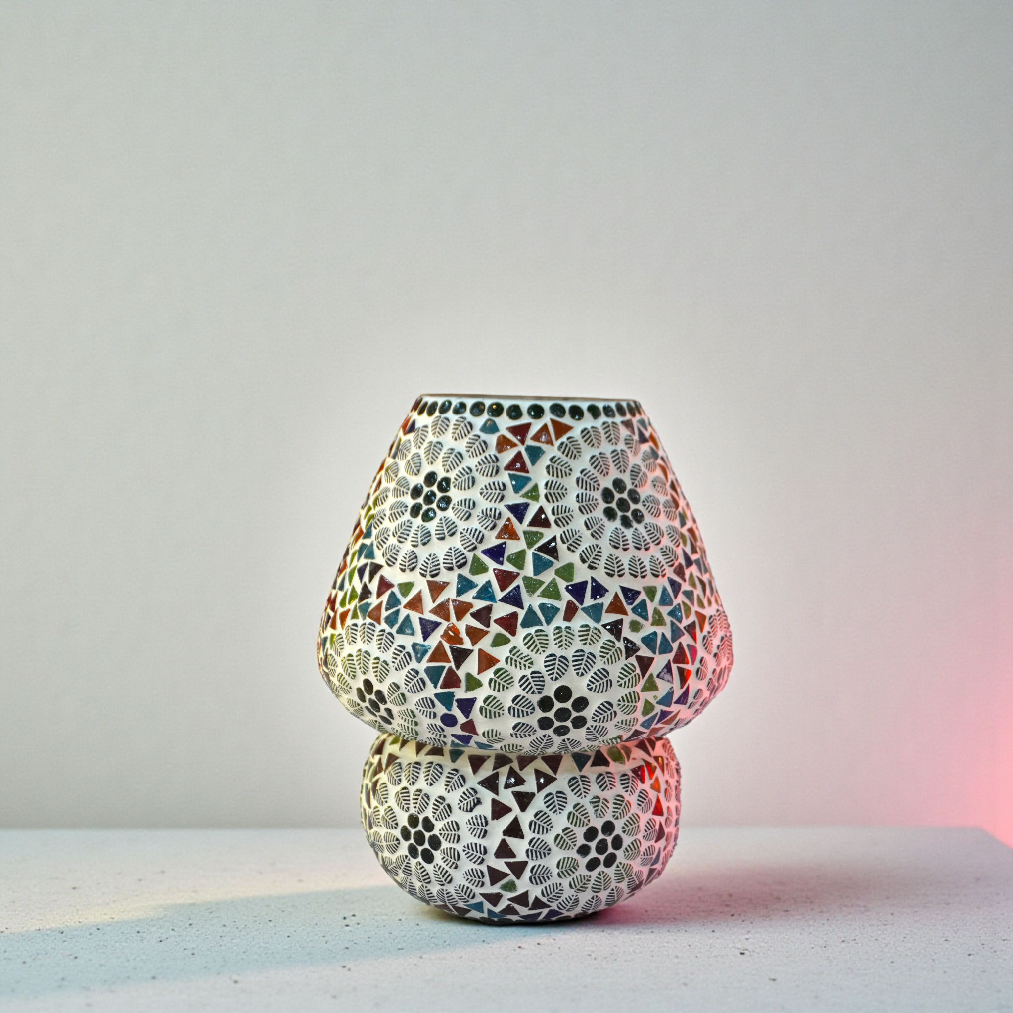Mosaic Style Dome Shaped Glass Table Lamp Multicolour (Bulb not Included)