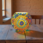 Handicraft Mosaic Table Lamp Combination of Colour Beads Mushroom Round Dome Shape Mosaic Bedside Table