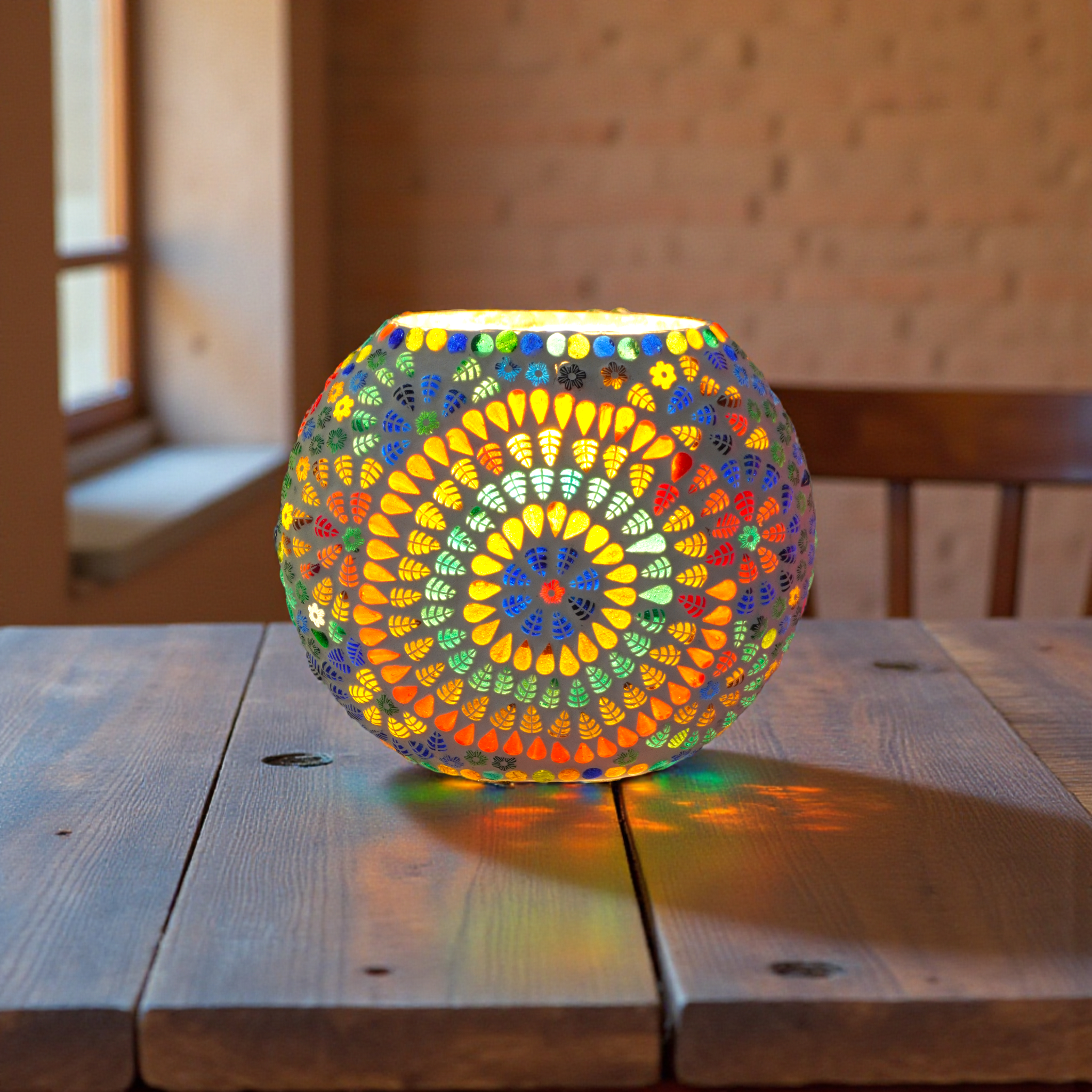 Handicraft Mosaic Table Lamp Combination of Colour Beads Mushroom Round Dome Shape Mosaic Bedside Table