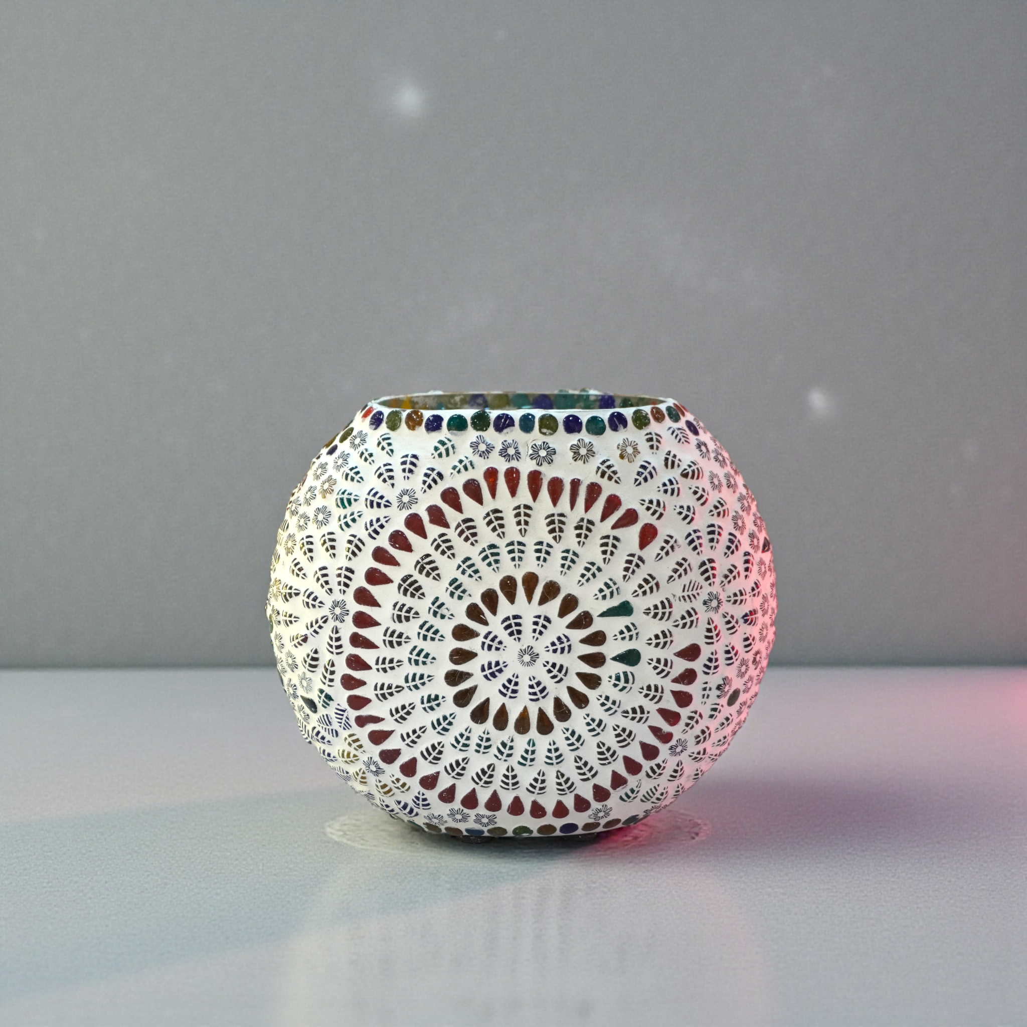 Handicraft Mosaic Table Lamp Combination of Colour Beads Mushroom Round Dome Shape Mosaic Bedside Table