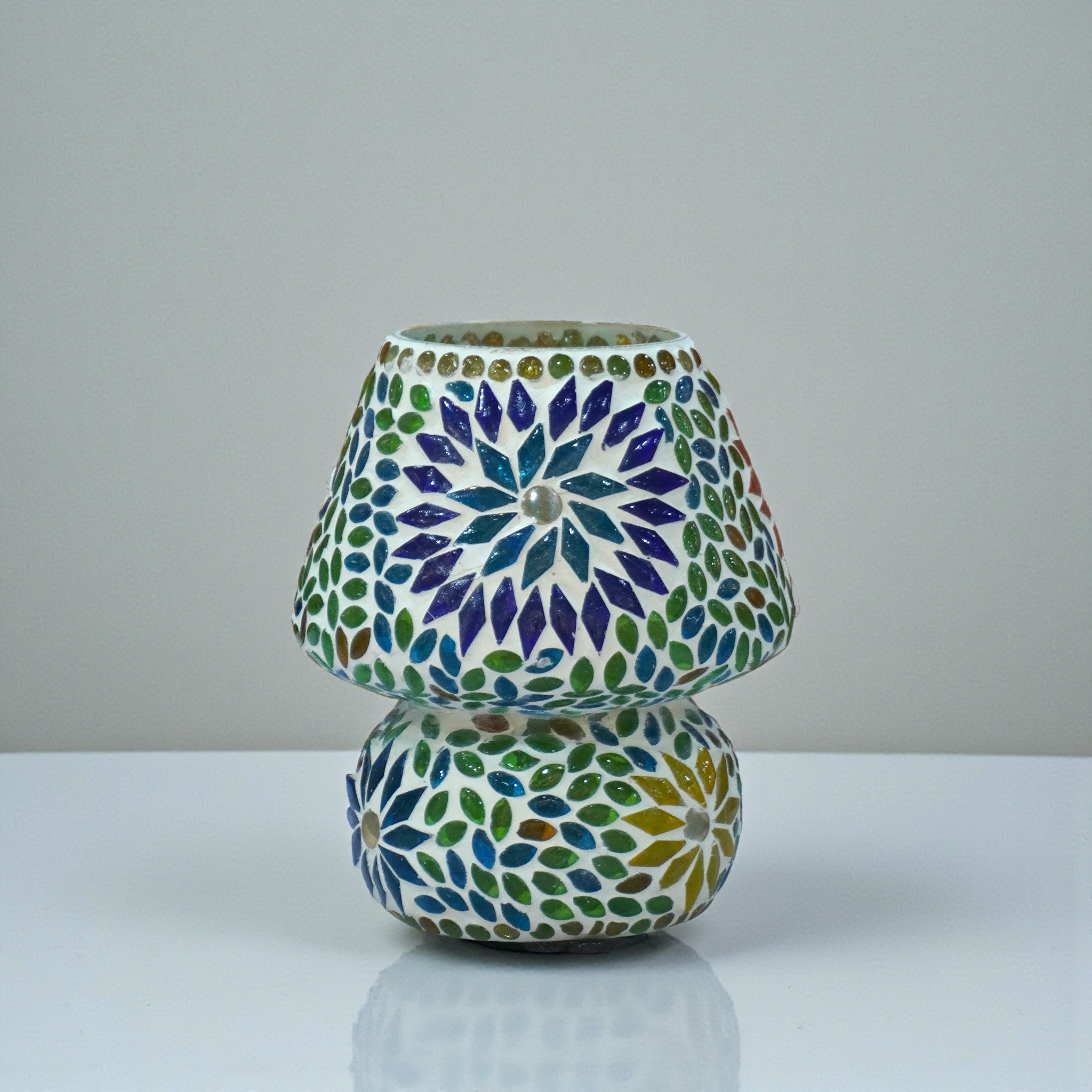 Mosaic Style Dome Shaped Glass Table Lamp | Multicolour