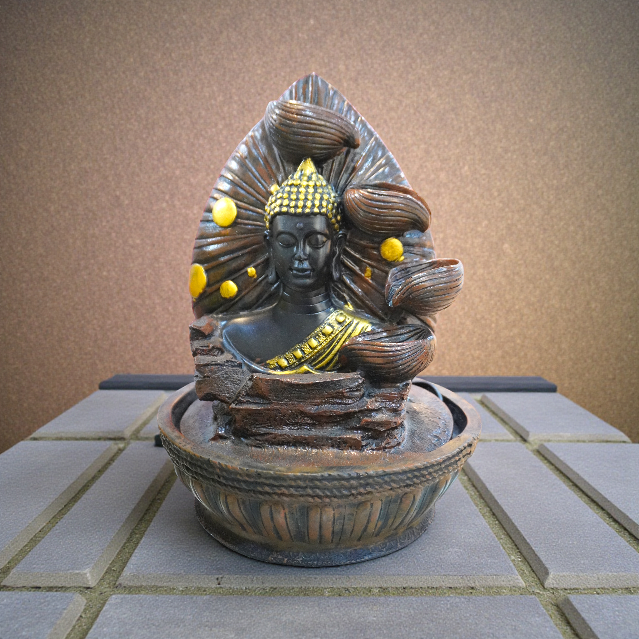 Global Grabbers Polyresin Table Top Indoor Outdoor Water Fall Fountain with LED Lights Home  Decoration